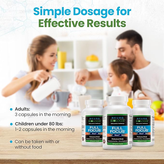Full Focus™ 120 Capsules – Comprehensive Brain Supplement for Optimal Memory, Focus & Cognition – Brain Support Supplement to Promote Enhanced Mood, Relaxation, Dopamine Balance & More