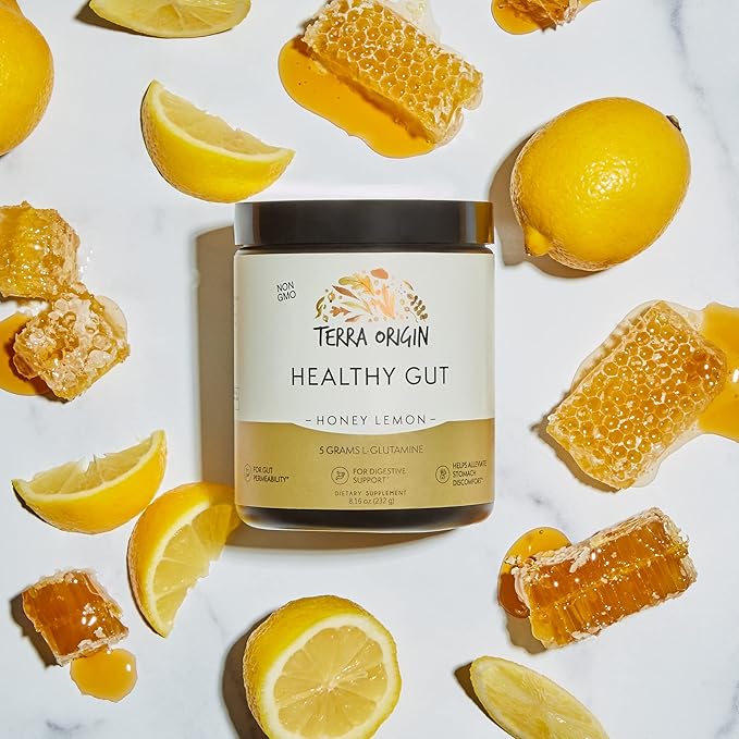 TERRA ORIGIN Healthy Gut Powder Honey Lemon 3-Pack, 90-Servings 90-Servings (Three, 30-Serving Tubs)