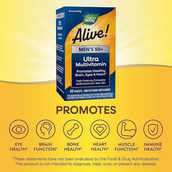 Nature's Way Alive! Men’s 50+ Daily B12, Gluten-Free, 60 Tablets