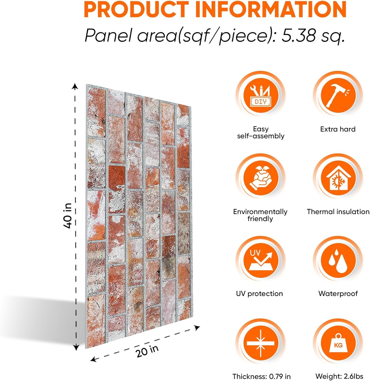 IZODEKOR 3D Wall Panels Brick Effect - Cladding, Stone Look, Styrofoam Facing for Living Room, Kitchen, Bathroom, Balcony, Bedroom, Back of Counter | Stone House (10 x Panels) - Covers 53 sq ft