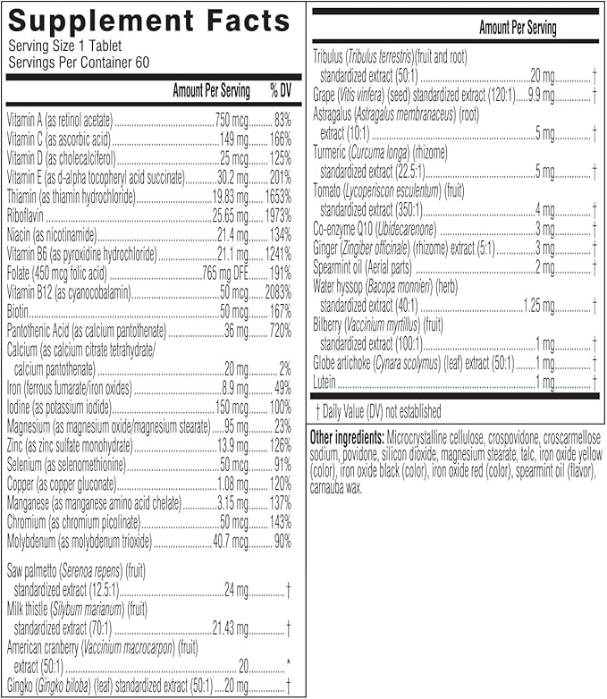 Swisse Daily Multivitamin for Men 50 39 Vitamins, 50+ Multivitamins 60 Tablets