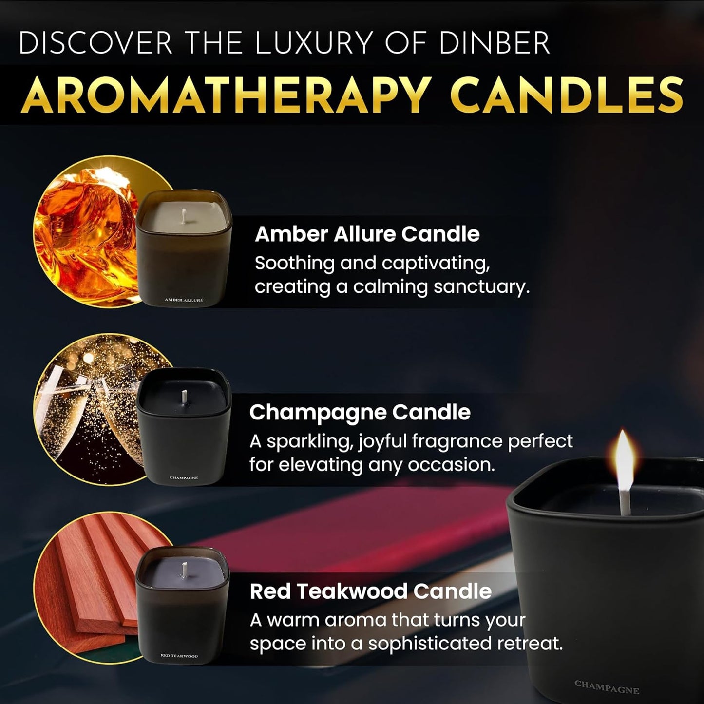Candle Gift Set β 3 Scented Soy Candles, Clean Burn 50+ Hrs β Flower-Inspired Scents: Amber, Red Tea Wood, Champagne β Bulk Set for Women Giftset, 9.8oz Each, Gift Idea for Women, Home Decor, Birthday