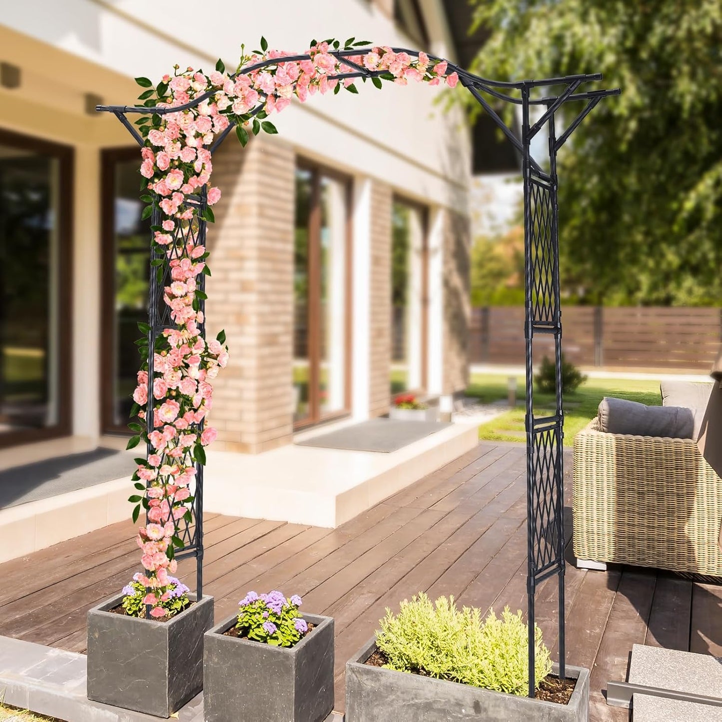 Lalahoni Garden Arch, Wedding & Event Decoration Trellis for Climbing Plants Outdoor, 6.8ft Archway for Roses Vines, Lawn, Party, Ceremony