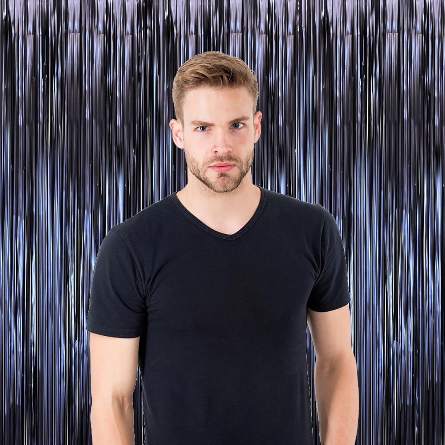 3 Pack 3.3 x 8.2 ft Matte Blue Foil Fringe Curtains, Dark Blue Tinsel Streamers Batman Party Decorations, Fringe Backdrop, Door Shimmer for Graduation, Birthday Backdrop for Men or Boy