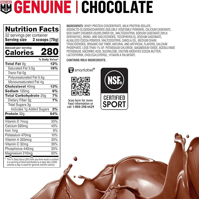 Muscle Milk Protein Powder 32g, 2g Sugar, 4.94lb + Nutricost Creatine Monohydrate Micronized Powder 5000mg, 500G