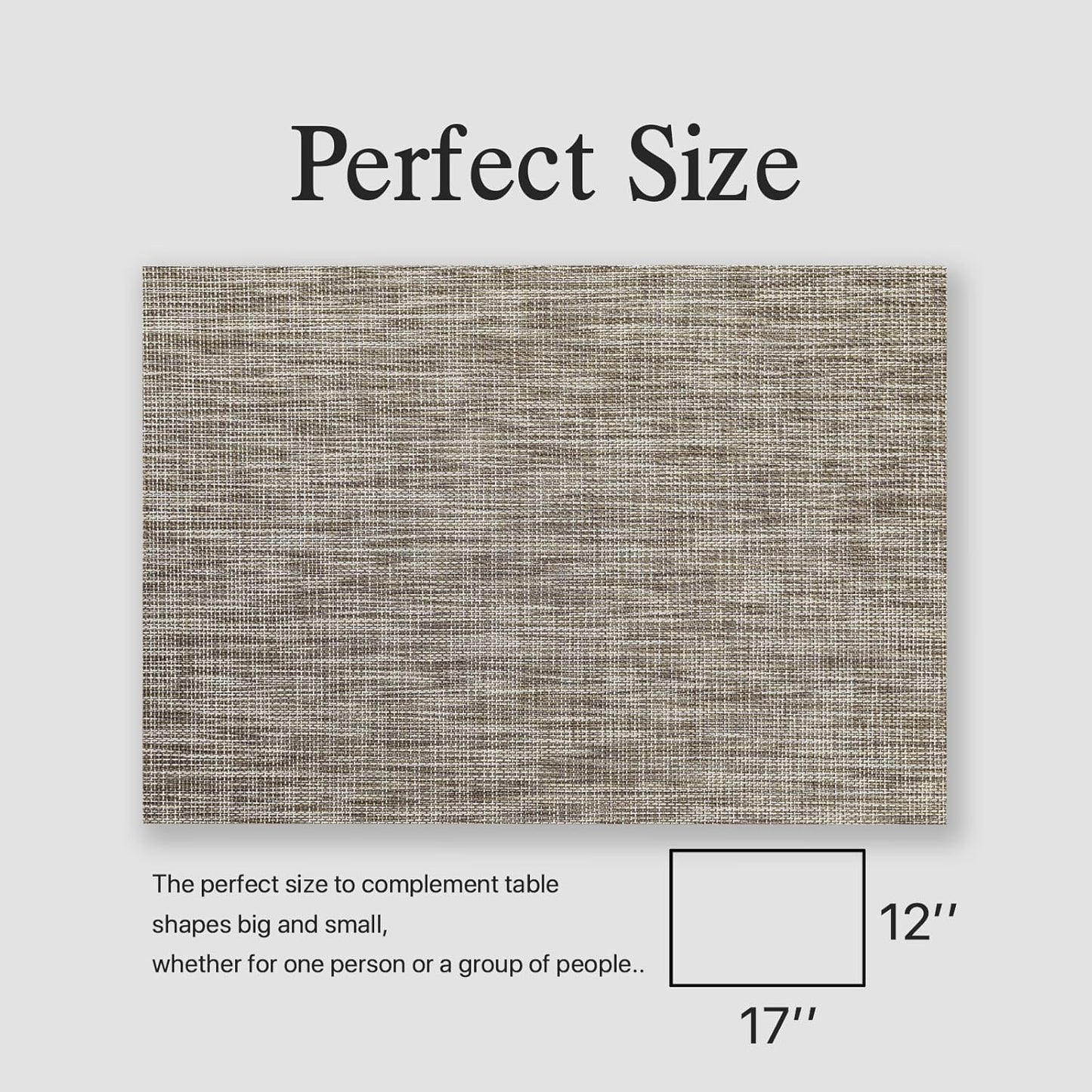 Placemats Set of 12 - Easy Clean Woven Vinyl Placemats for Dining Table, Indoor/Outdoor Place Mats, Washable PVC Table Mats(Cappuccino)