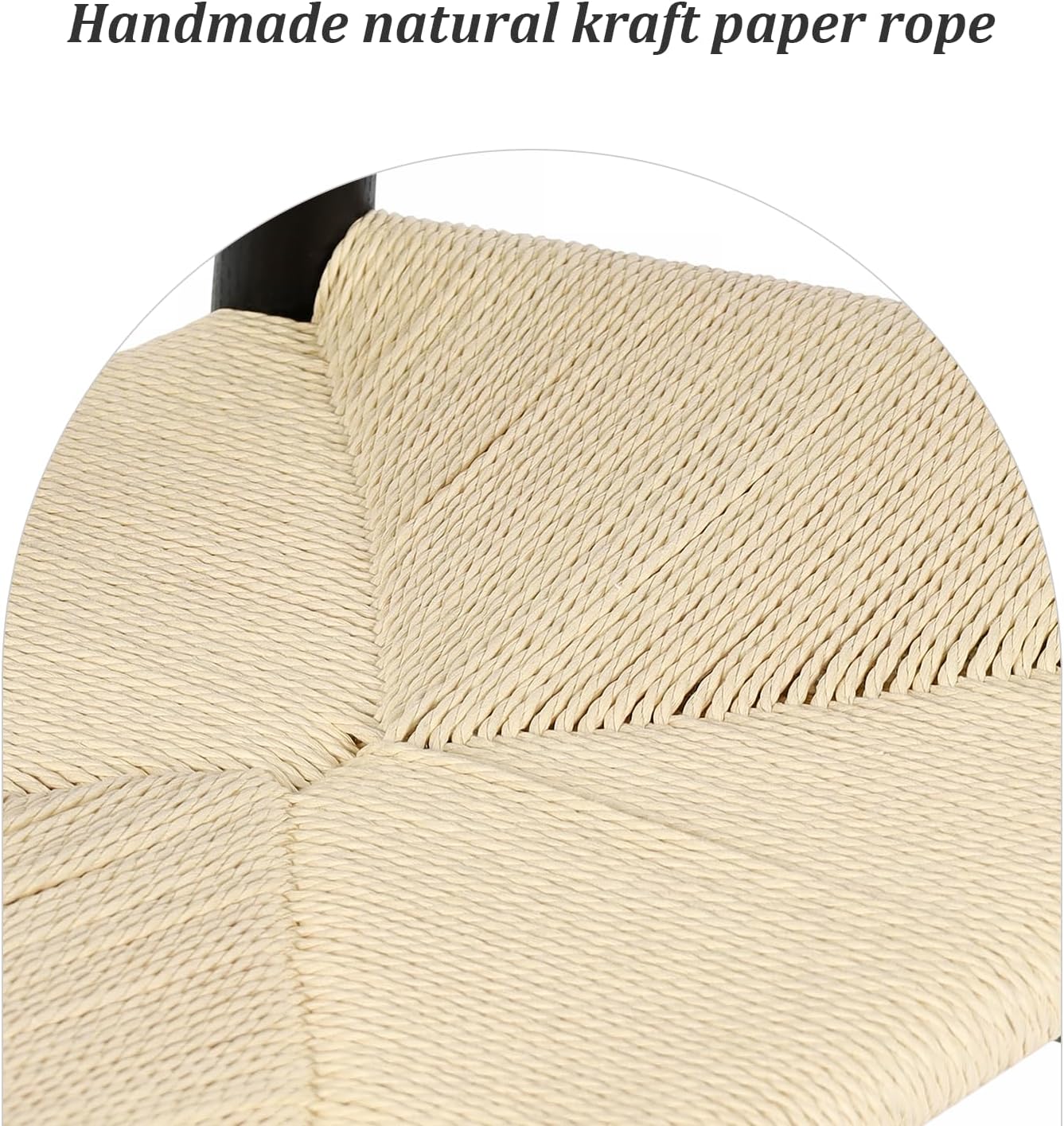 Wishbone Chair Natural Solid Wood Dining Chair/Hans Vegner Y Chair Rattan and Wood Accent Armrest Chairs (Ash Wood - Black + Natural Cord)