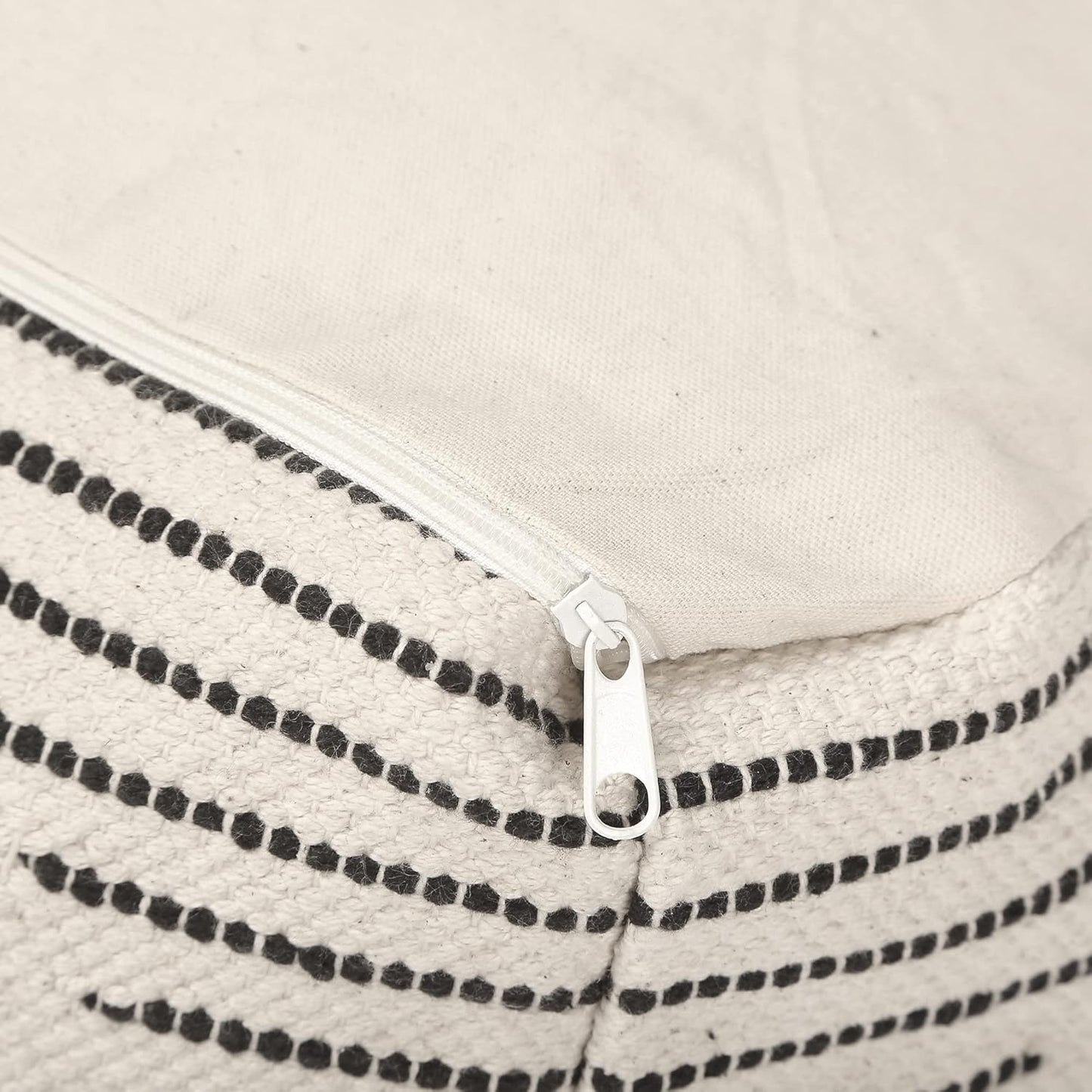 REDEARTH · UNSTUFFED Pouf Ottoman Cover Textured Boho Storage Square Home Decor Poof Pouffe Space Saver Footrest for Living Room, Bedroom, Nursery, Kidsroom; 100% Cotton (18"x18"x18"; Black)