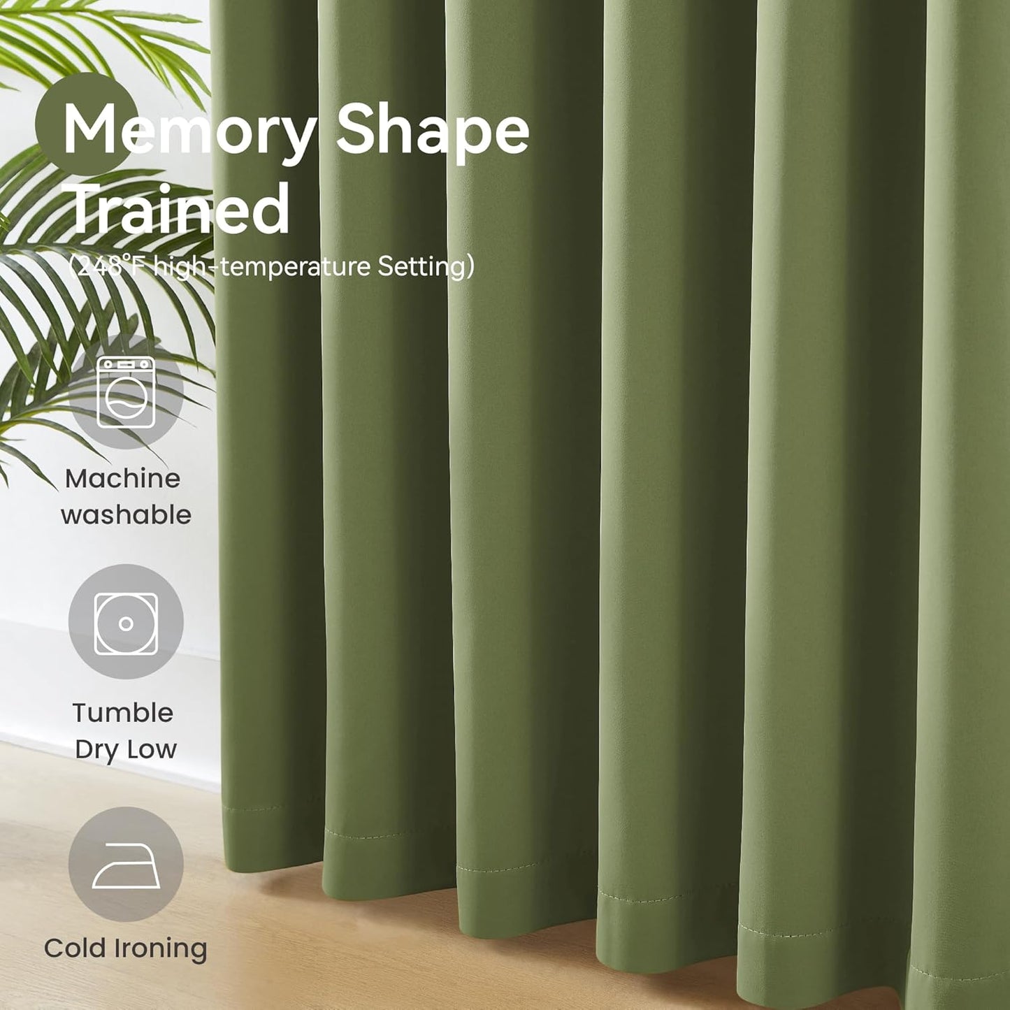 KangBang Pinch Pleat Wide Drapes for Sliding Door 60Wx105L Inches, Room Darkening Privacy Assured Polyester Curtains & Drapes Ceiling to Floor for Locker Room Living Room,2 Panels, Sage Green