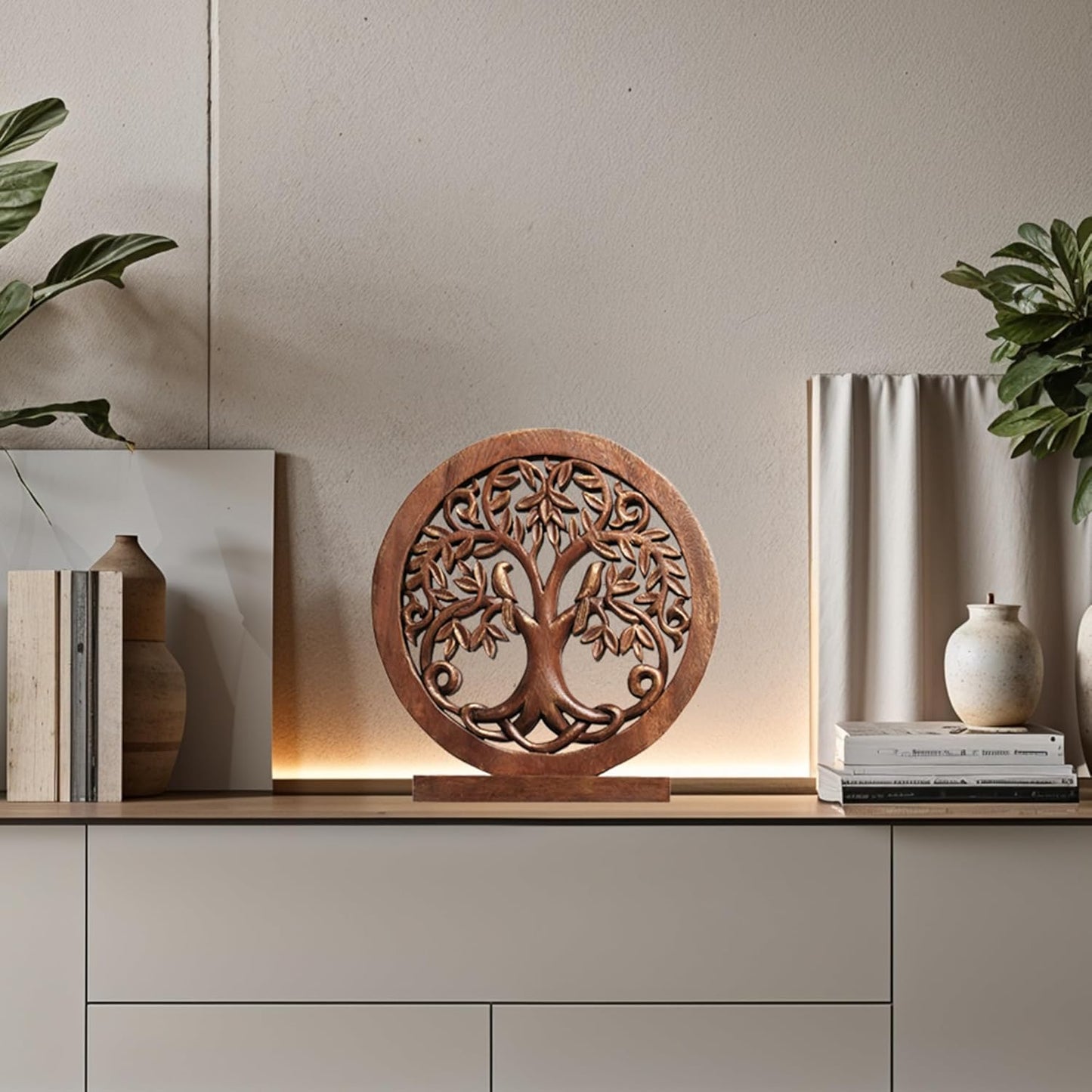 Decozen Solid Wood Tree of Life Sculpture - Home Decor, Living Room, Boho, Shelf, Coffee Table, Centerpiece Table Decorations, Mantle, Dining Table Centerpiece, Bathroom Shelf, Entryway, Farmhouse