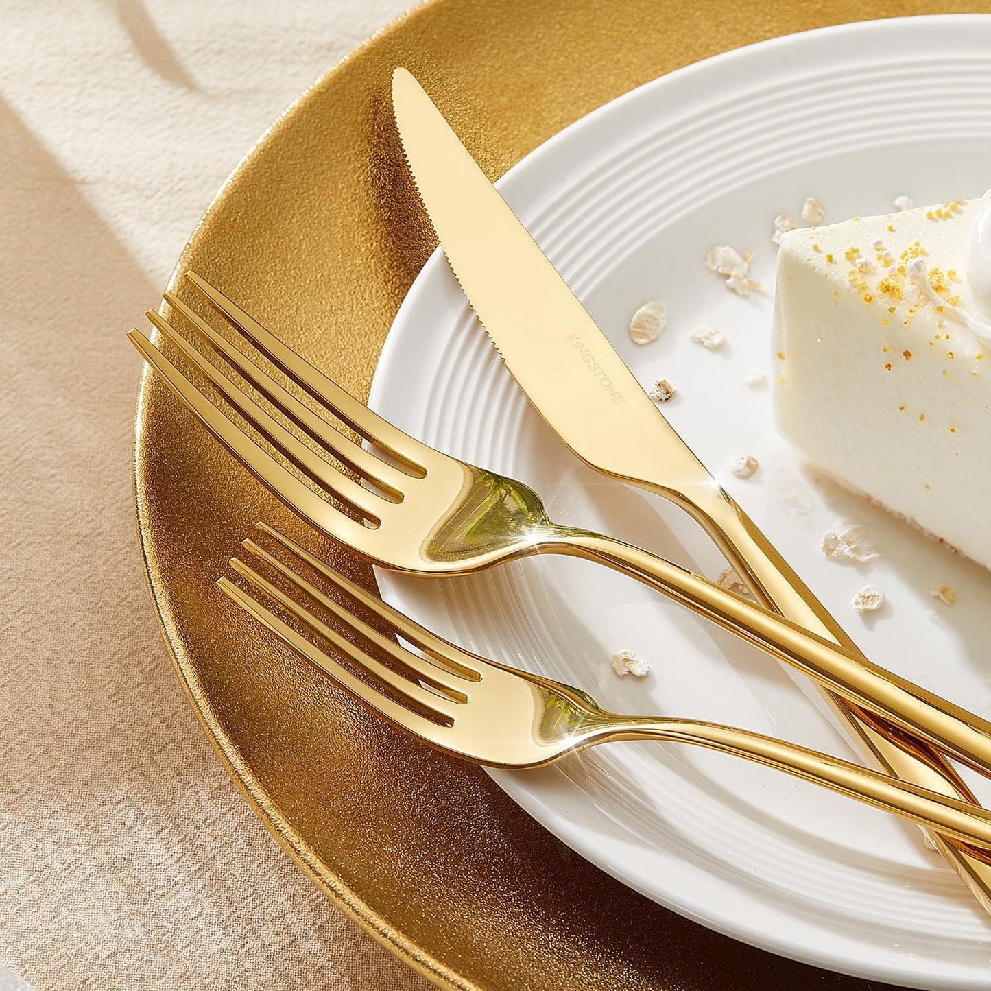 KINGSTONE Silverware Set, 20-Piece Flatware Set Cutlery Set Premium 18/10 Stainless Steel, Tableware Include Forks Knives Spoons for Home Kitchen Restaurant Wedding, Dishwasher Safe, Gold