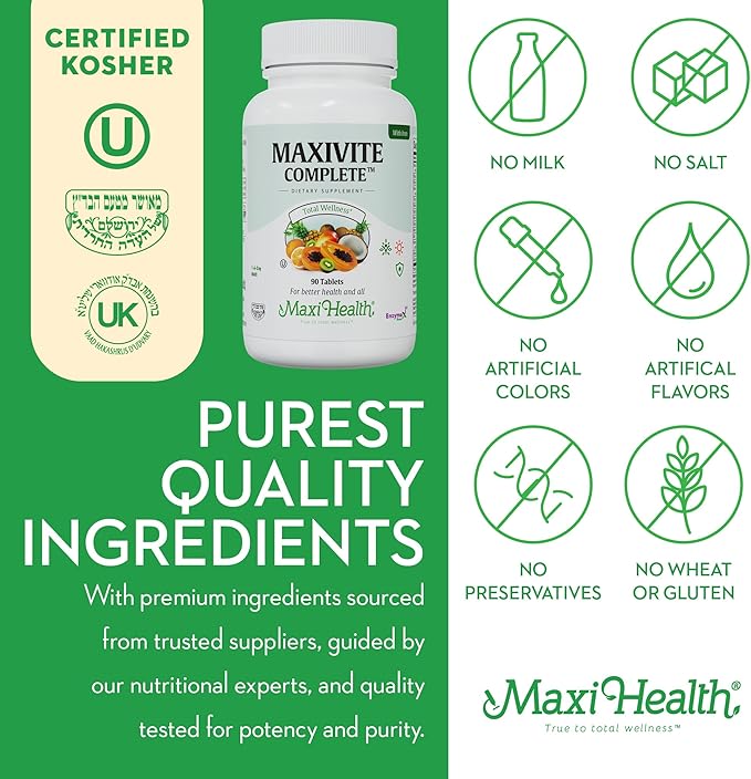 Maxi Health Complete Once Daily Vitamins B1 B2 B2 B3 B3 B6 B6 B12 B12 C D3 E (90 Tablets)