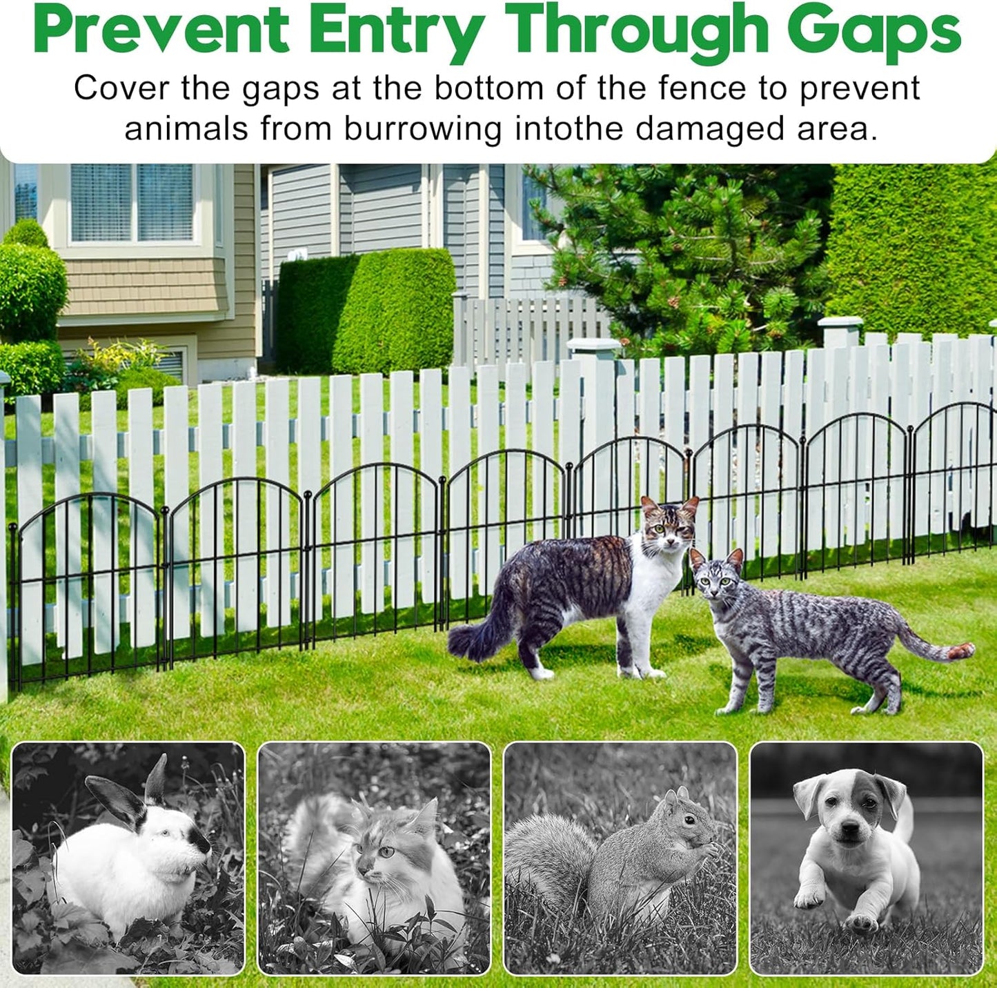 Decorative Garden Fence 17in (H) x30ft (L), Arched Rustproof Metal No Dig Fence for Dogs & Rabbit, Ornamental Animal Barrier for Flower Beds, Border Panels Fencing for Yard & Patio Outdoor Decor