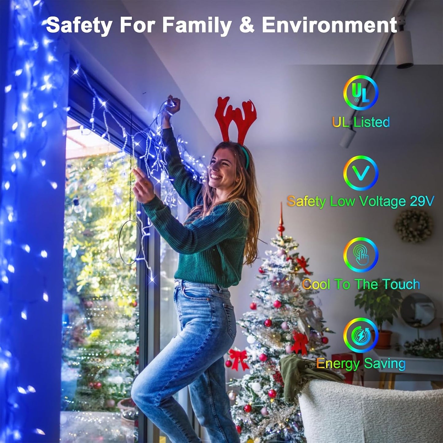 66FT 666 LED Outdoor Christmas Lights - 148 Ice Drops, 12 Pro Modes with Timer Memory & Brightness, Waterproof Hanging Ice String Light for Holiday Wedding Garden Fence House Decor (Blue)