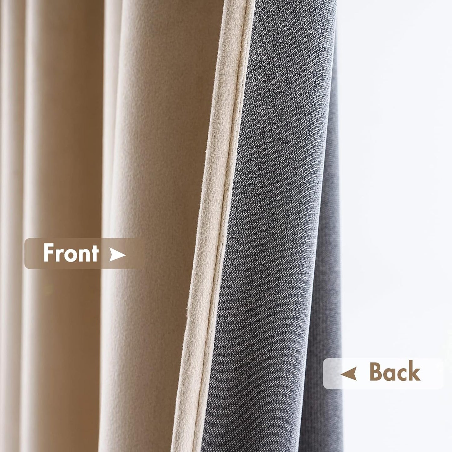 MIULEE Camel Beige Velvet Curtains Thermal Insulated Blackout Curtain Drapes for Bedroom Living Room Darkening 90 Inches Long Curtains Panels Rod Pocket Set of 2