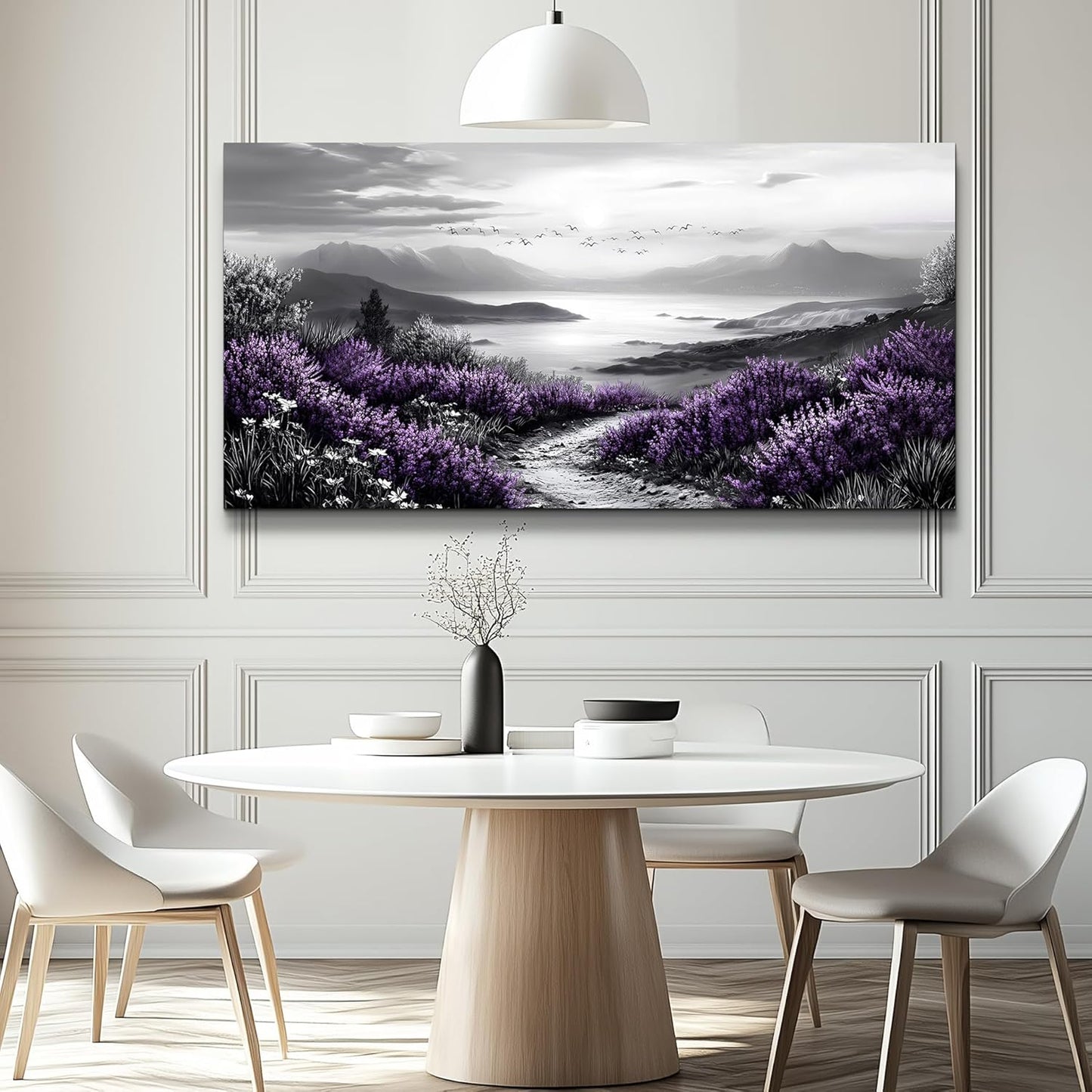 KELIYUAN Large Canvas Wall Artwork Home Decoration Painting Black And White Landscape Modern Print Painting Living Room Decor And Bedroom Office Wall Decoration Natural Scenery Mural 24 X 48 Inches