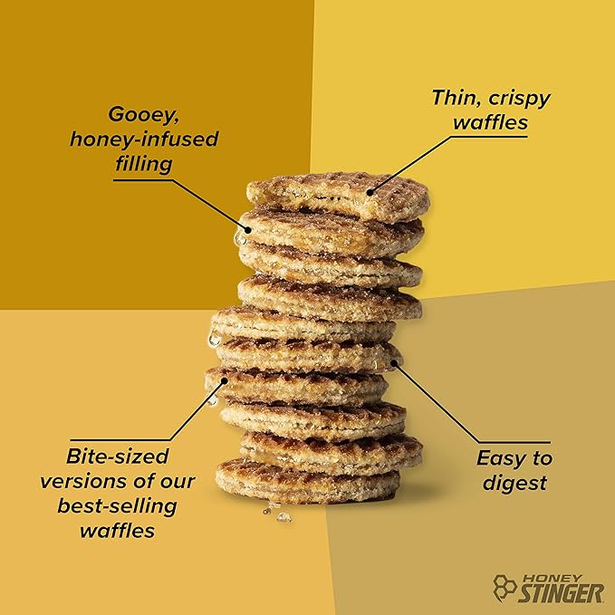 Honey Stinger Organic Mini Honey Waffles | Energy Stroopwafel for Exercise, Endurance and Performance | Sports Nutrition for Home & Gym, Pre and Post Workout | 5 Bags, 26.5 Ounce
