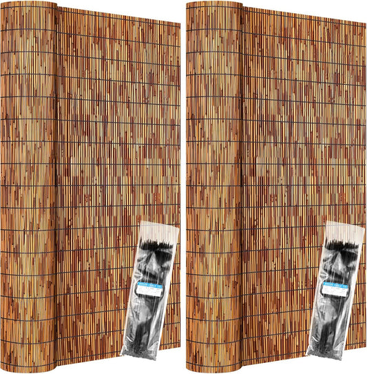 ZNCMRR Reed Fencing Rolls Natural Bamboo Fence Rolls 2 Pcs 4 Feet High Privacy Fence for Balcony Patio Garden Backyard Outdoor 4FT X 16.4FT(Brown)