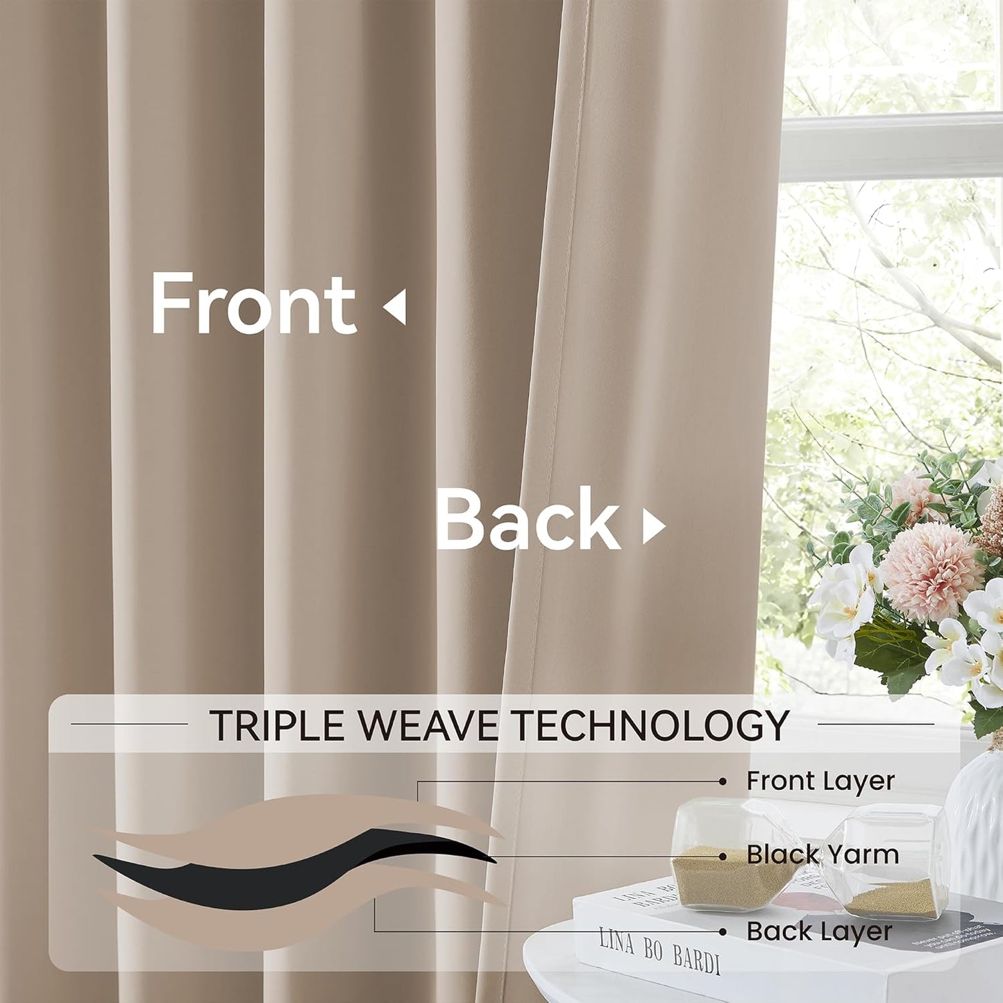 KangBang Taupe Blackout Curtains 95 Inches Long 2 Panels Set, Extra Wide Pinch Pleated Room Darkening Elegant Privacy Window Treatments for Sliding Patio Door with Hooks Track System,60x95 Inch