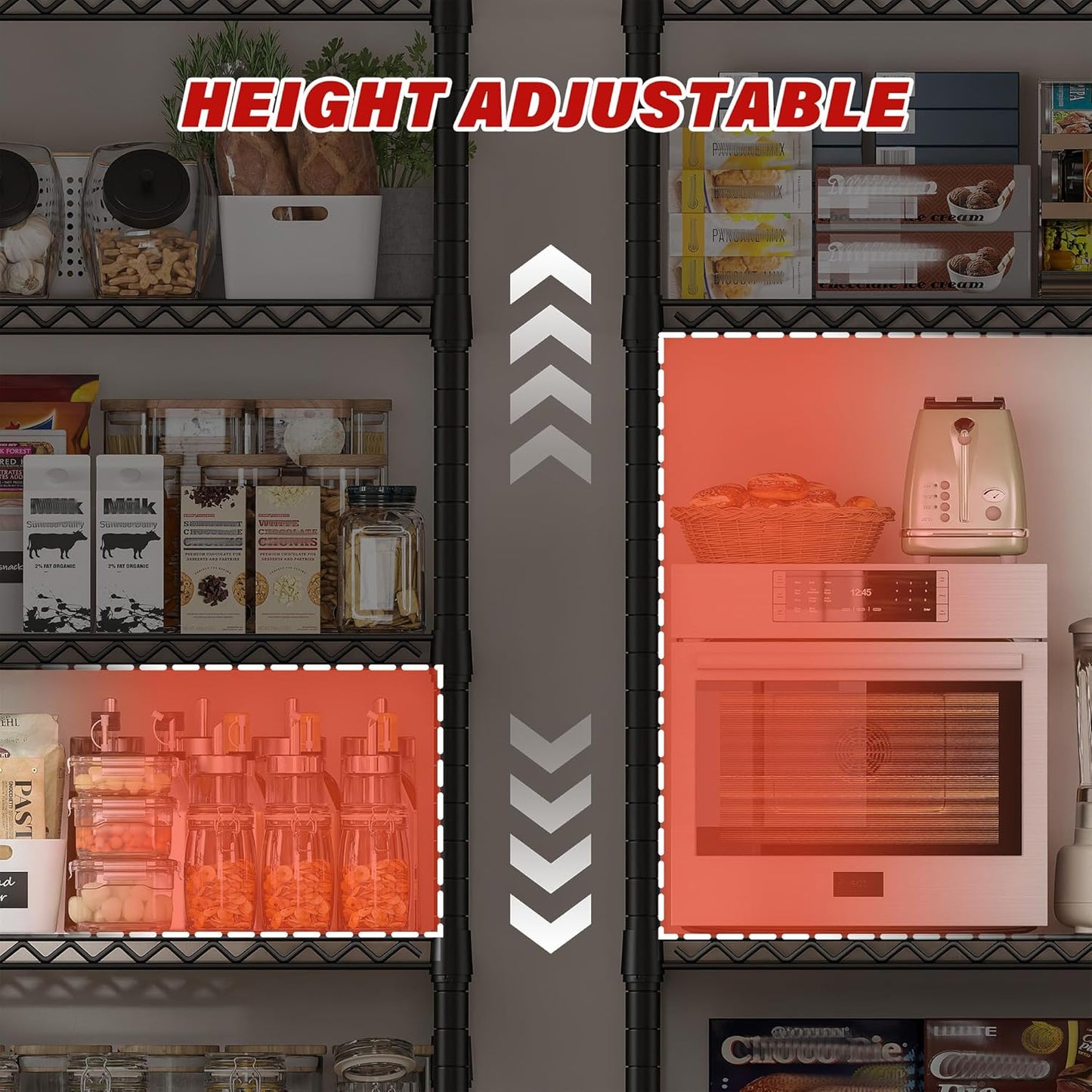 REIBII 60''W X 82.6" H Steel Heavy Duty Wire Shelving Unit with Wheels, 6-Tier Adjustable Storage Shelves 3598LBS Commercial Metal Shelves for Pantry, Garage, College Dorm Industrial Shelving, 2 Pack