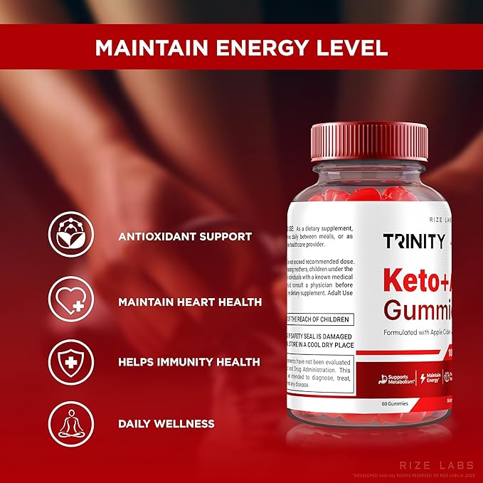 Trinity Keto+ACV Gummies for Advanced Weight Loss, All Natural Apple Cider Vinegar Supplement, 500 mg (180 Gummies)