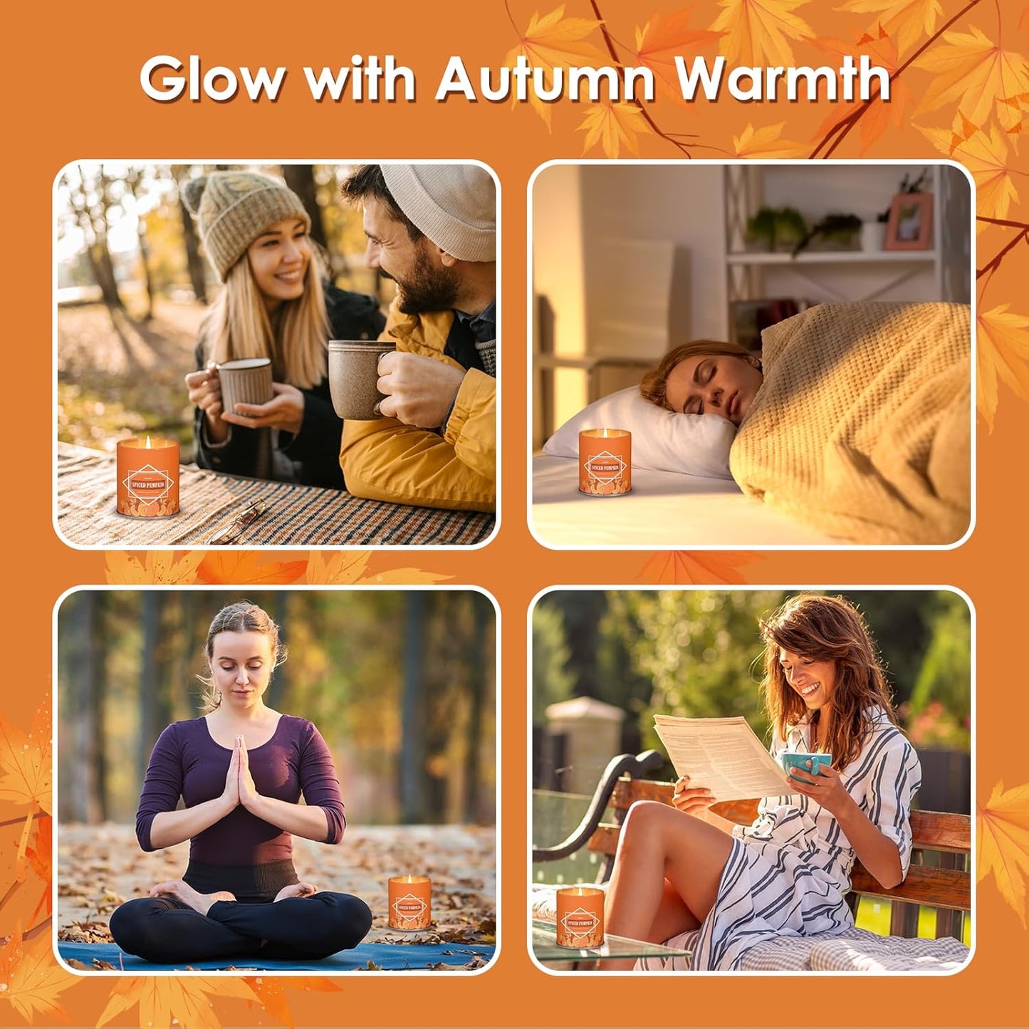 Pumpkin Spice Fall Scented Candle โ 9 oz Soy Wax in Travel-Friendly Reusable Tin, Non-Toxic & Clean Burning, 50-Hour Burn โ Cozy Autumn Fragrance, Holiday Gift & Fall Decor for Women & Men