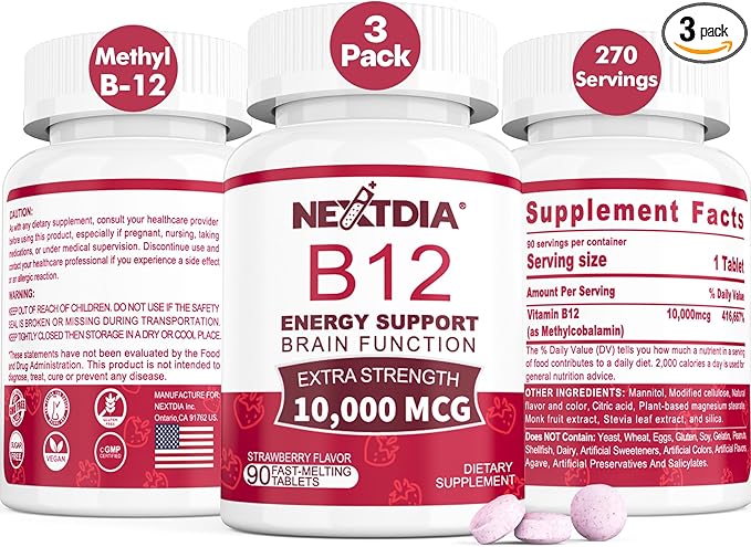 Vitamin B12 Sublingual, B12 Vitamins 10,000 B12 Support 270 Fast