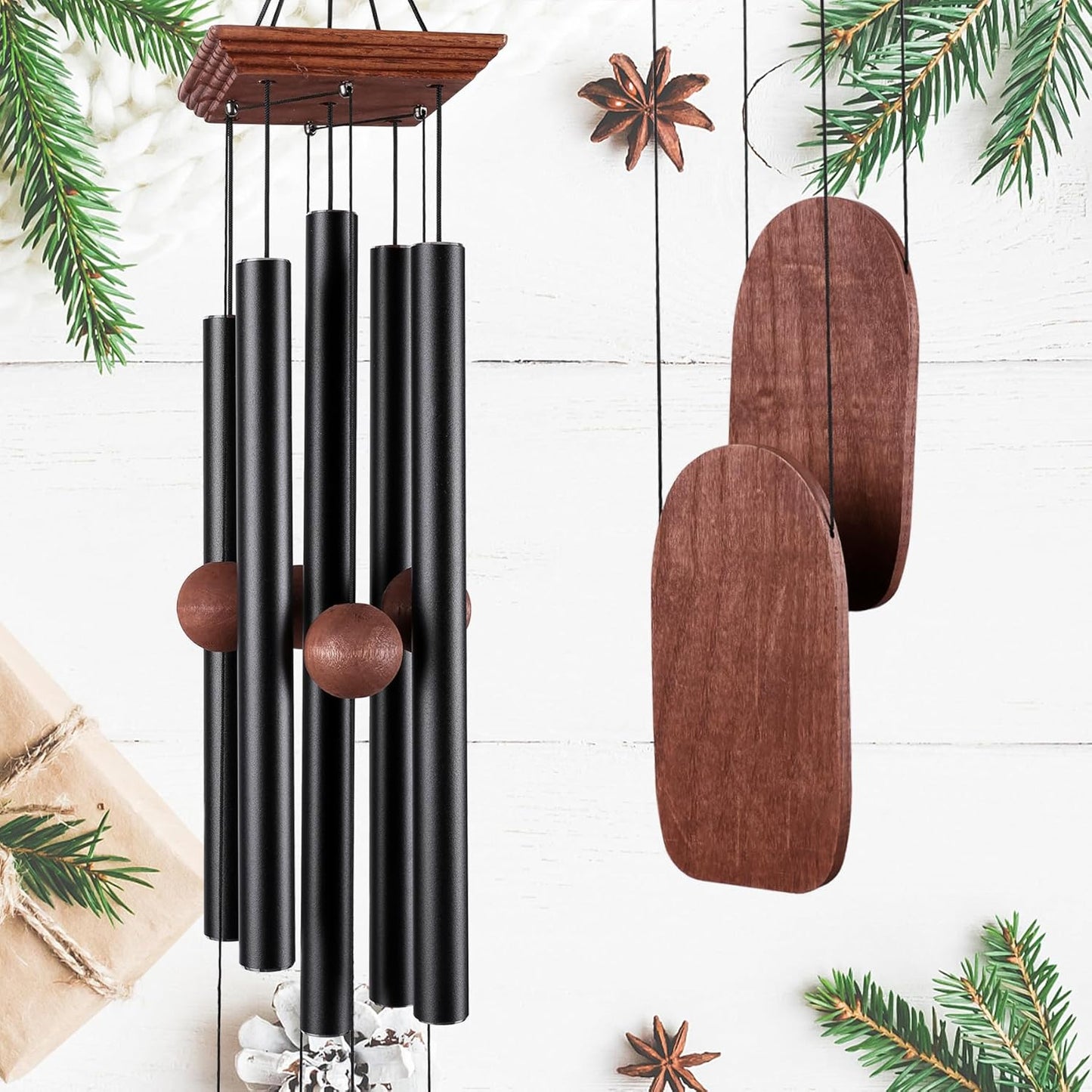 Wind Chimes for Outside Deep Tone, 36in Sympathy Wind Chimes Outdoor Clearance, Gifts for Mother's Day and Christmas, Outdoor Decor for Garden, Patio, Yard(Wood Wind Chime, Black)