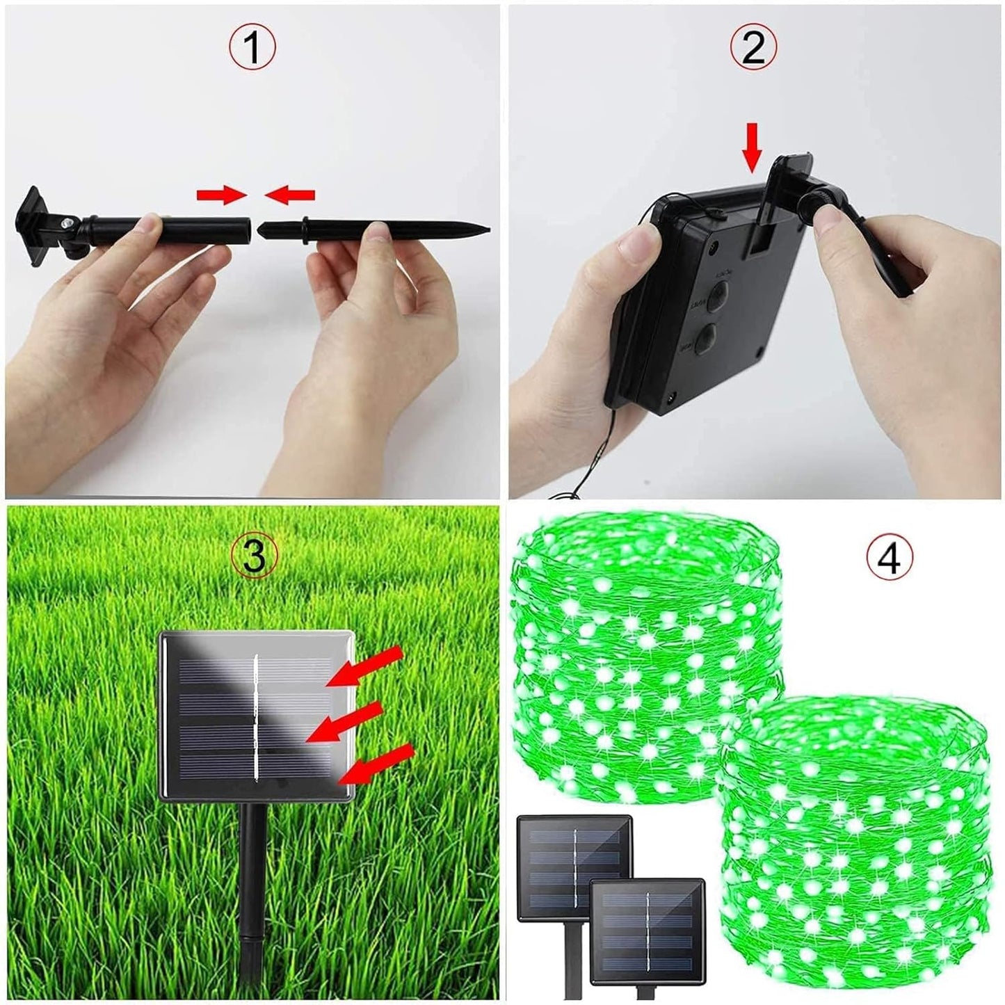 Solar String Lights Outdoor, 2-Pack 80FT 200 LED Solar Christmas Twinkle Lights Outside Waterproof Copper Wire 8 Modes Solar Fairy Lights for Garden Tree Christmas Party Birthday Decoration (Green)