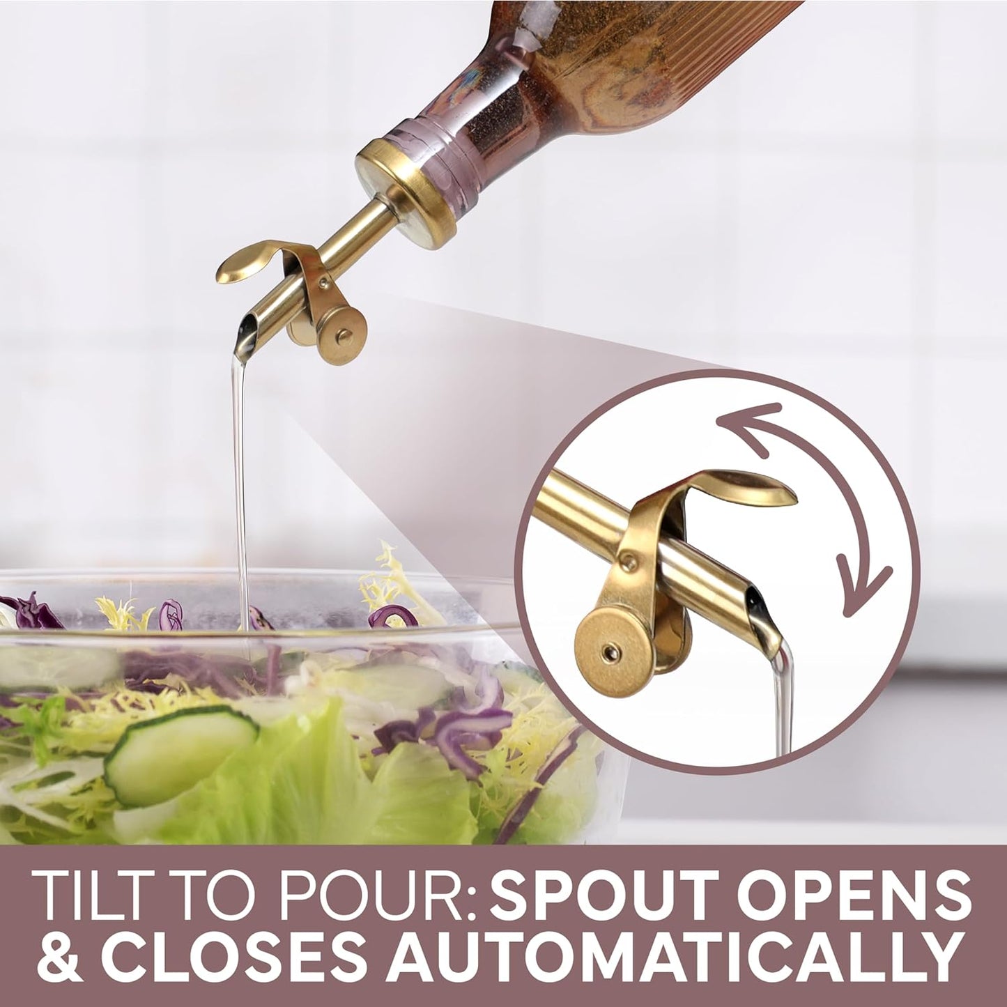 COOK WITH COLOR Glass Olive Oil Bottle Dispenser - 2 Pack- 17oz Oil and Vinegar Cruet - Olive Oil Carafe Decanter for Kitchen