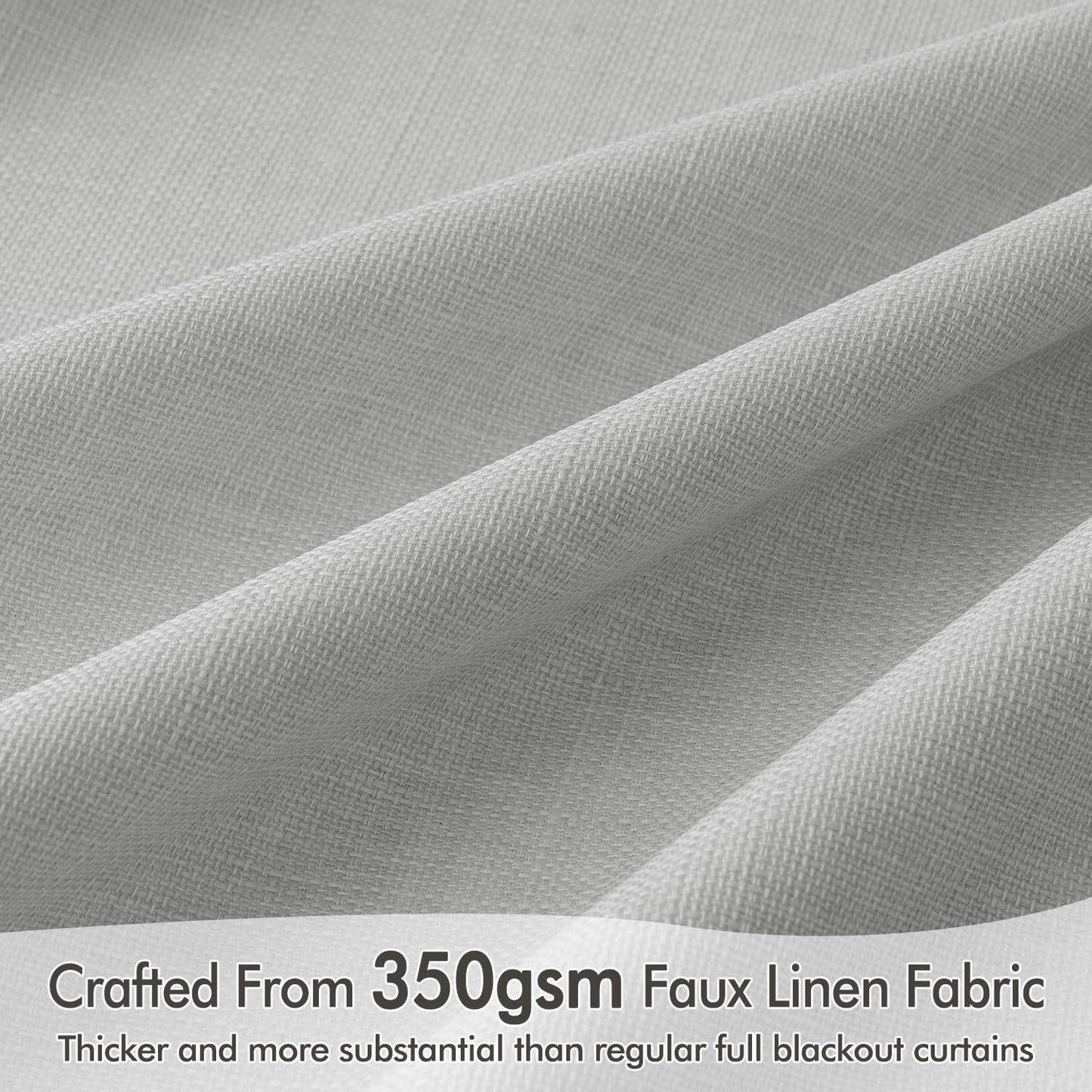 MIULEE 100% Blackout Curtains 84 Inch Long 2 Panels Set for Bedroom, Thick Luxury Faux Linen Black Out Curtain Room Darkening Back Tab Pleat Window Textured Drapes with Hooks for Living Room, Grey