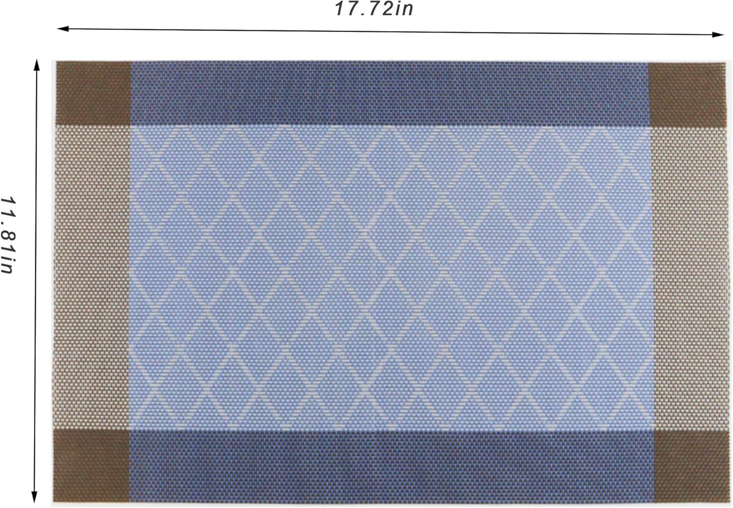 CADONO Placemats Set of 4 Washable Indoor/Outdoor Vinyl Place Mats for Dining Table Durable Non-Slip Heat Resistant PVC Weave Table Mats(Rhombus-Blue)