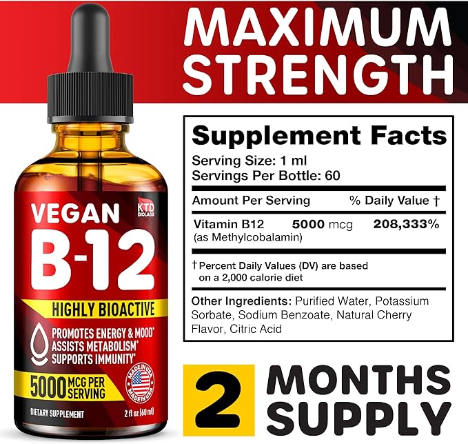B12 Sublingual 5000 mcg Drops B12 Vitamins B12 Sublingual B12-2 fl.