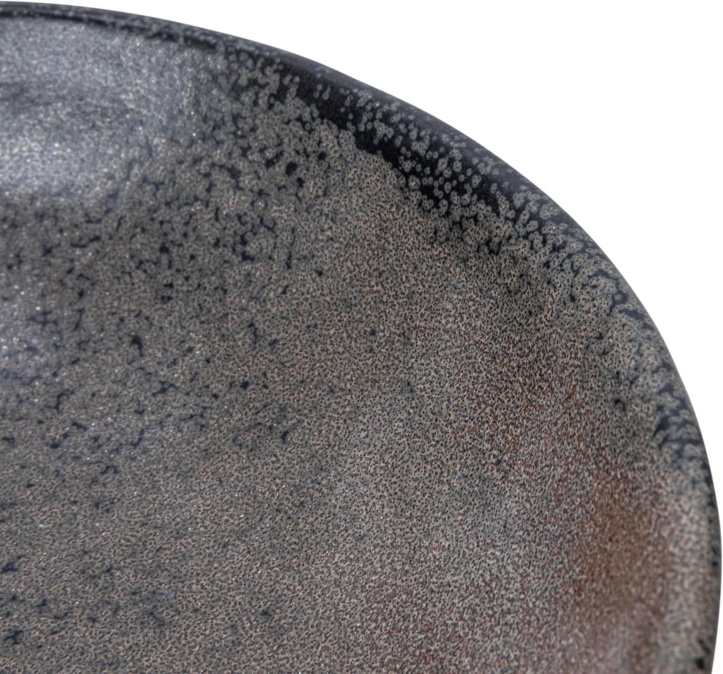 Creative Co-Op Stoneware Bowl with Handle and Base, Black Reactive Glaze