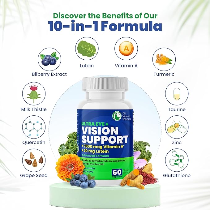 Vision Support Eye Vitamins for Macular Health 2 Formula (1 Bottle, 60 Capsules)
