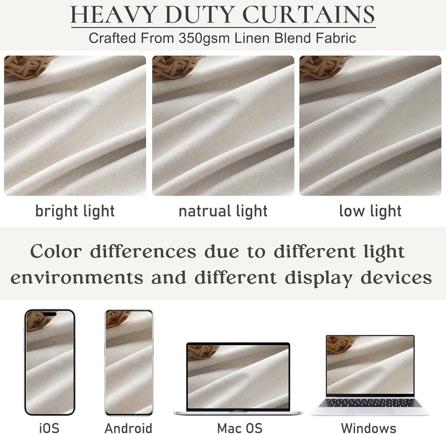Beige Linen Blackout Curtains 96 Inches Long, Pinch Pleated Elegant Thermal 8ft for Living Room Sliding Glass Door Burg Floor to Ceiling Track Window Drapes Heathered 2 Panels