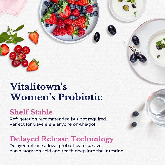 VITALITOWN Women’s Probiotics 100 Billion 18 Strains B6, Cranberry 60 Vegan