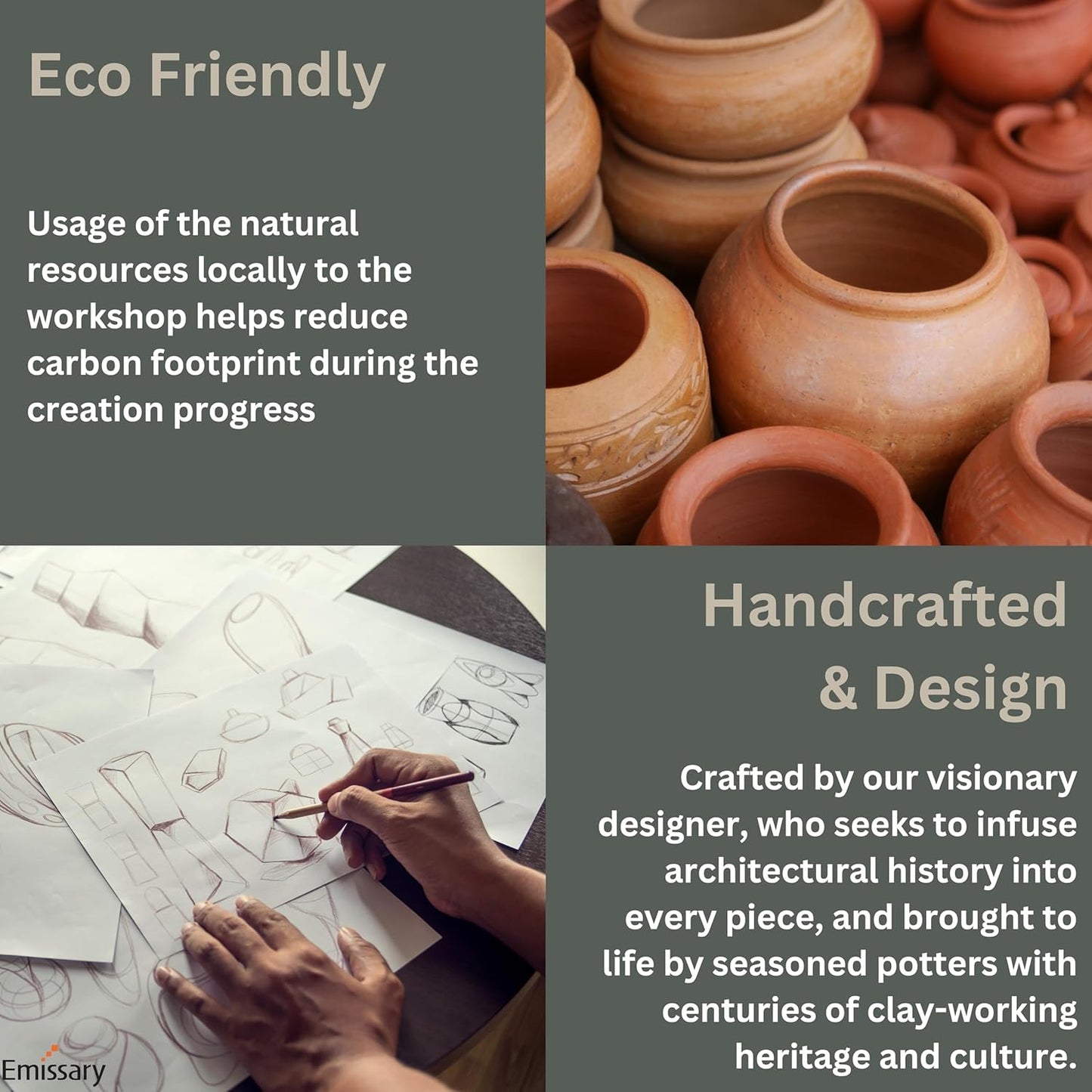 Emissary Home and Garden 18.5in. L x 19in. H Java Stoneware Round Planter with High-fire Treatment (Set of 1)