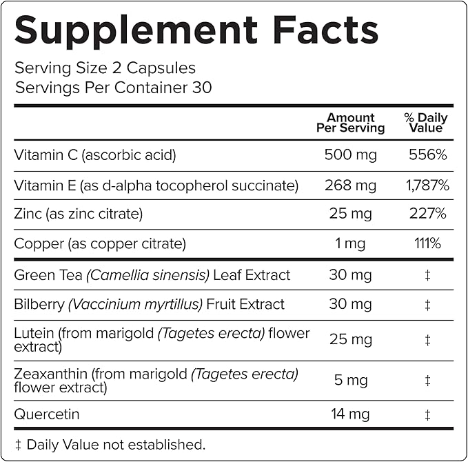 Natural Eye Health Vitamins with Bilberry AREDS2® Clinical (60 Capsules)
