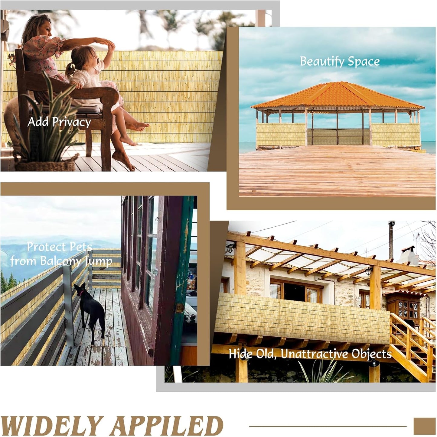 Natural Reed Fencing Rolls,5.5FT X 16.4FT Reed Screen Curtain Fence Covering Privacy Bamboo for Outdoor Backyard Patio(Yellow)