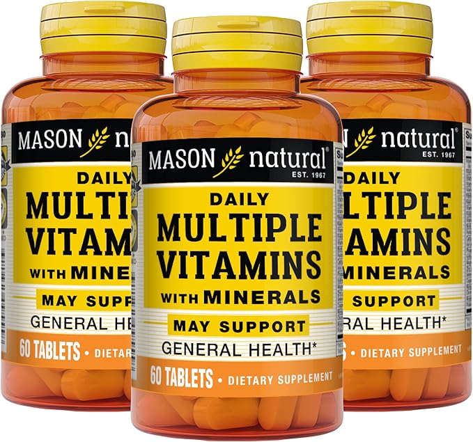 MASON NATURAL Daily Multiple Vitamins with Minerals 24 Essential 60 Tablets 3)