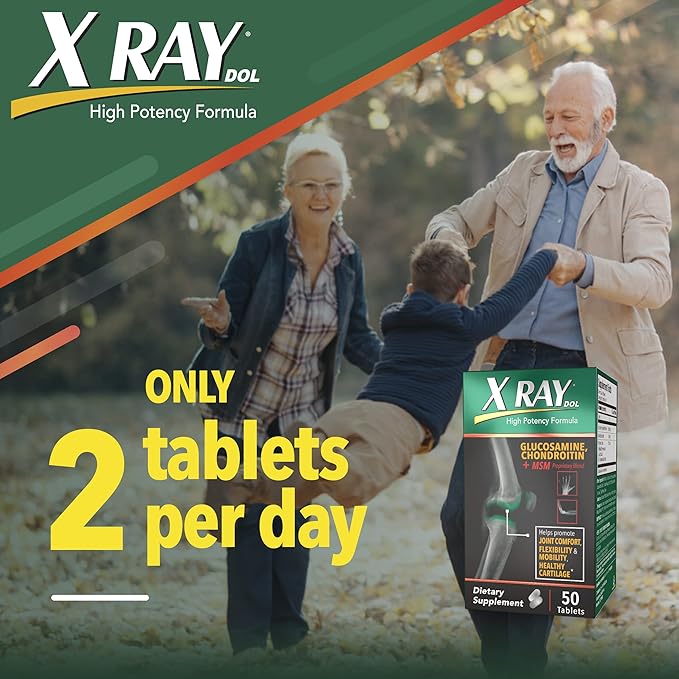 X Ray High Potency Joint Health 1500mg, Chondroitin 300mg, MSM 120 mg, 50 Count, 3