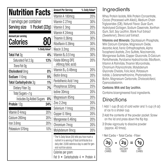 WonderSlim Keto Meal Replacement Shake, Mocha, C8 MCTs, 12g Protein, 25 Vitamins (7ct)
