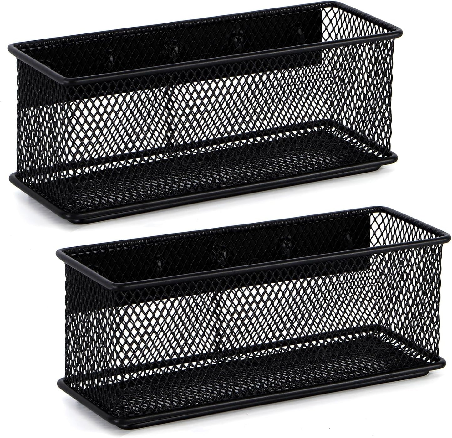 6.29'' × 2.28'' × 2.48 Black Magnetic Basket for Refrigerator Magnetic Pen Holder Locker Organizer for Home Office Accessories Magnetic Basket for Whiteboard,Set of 2