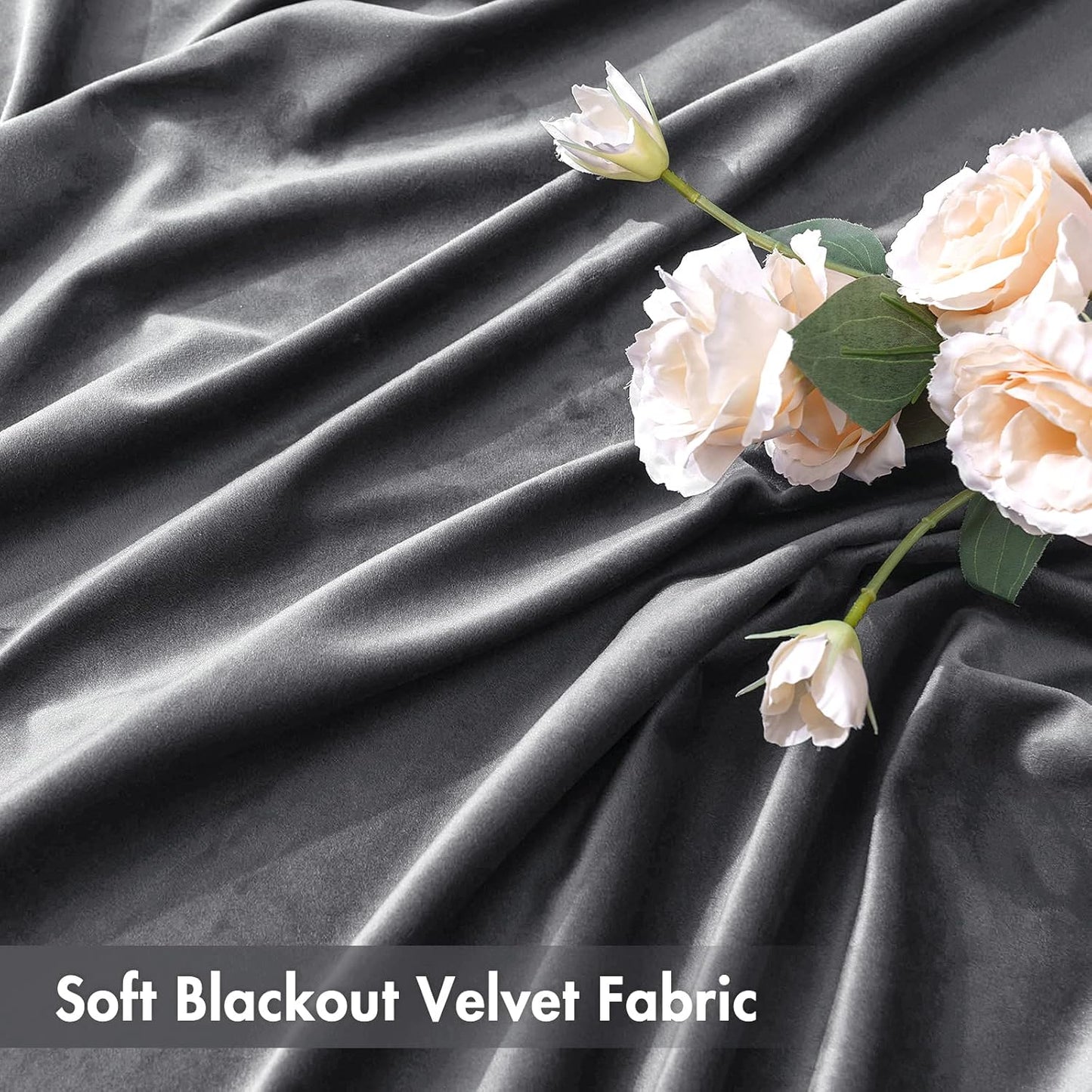 MIULEE Grey Velvet Curtains Thermal Insulated Blackout Curtain Drapes for Bedroom Living Room Darkening 84 Inches Long Curtains Panels Rod Pocket Set of 2