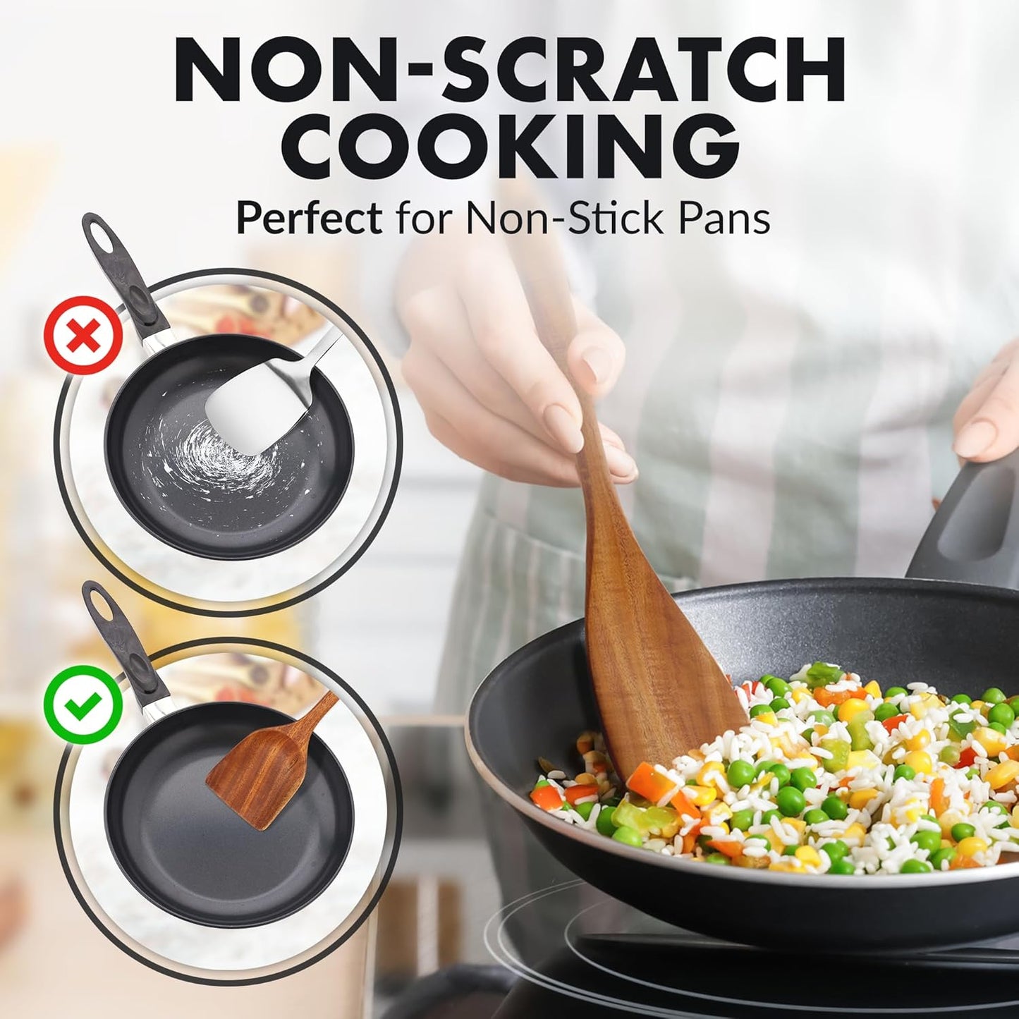 Zulay Kitchen 12-Piece Teak Wooden Utensils for Cooking - Natural Teak Utensil Set with Premium Gift Box - Non-Stick Wooden Spoons for Cooking - Kitchen Gift Set - Comfortable Grip Wooden Utensil Set