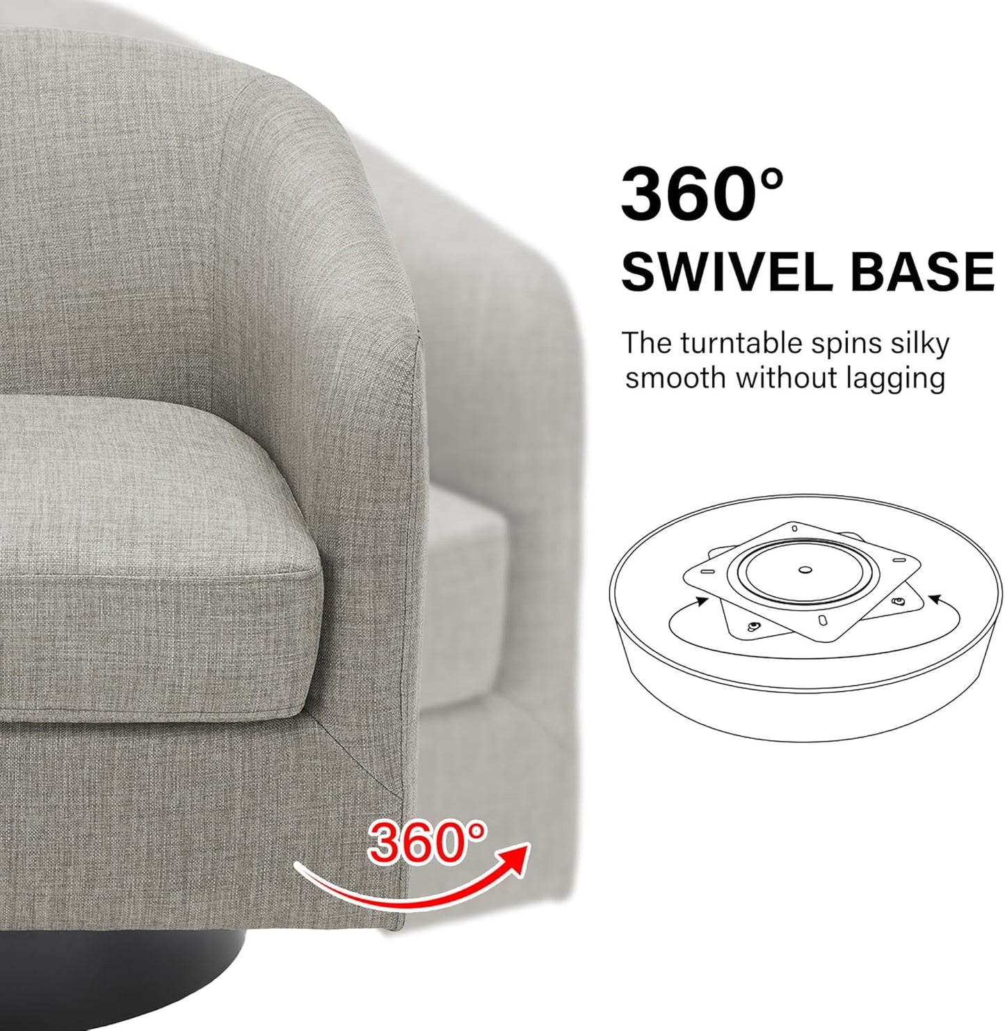 Swivel Barrel Accent Chair, Modern Round Linen Arm Chair for Living Room, Bedroom, Comfy Club Reading Chairs for Adults(Linen Fabric, Khaki, Set of 4