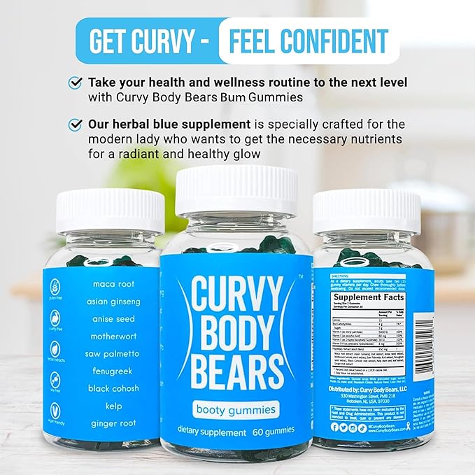 Bum Gummies for Women | Workout Support Gummies | Women’s Fitness Supplement | with Essential Herbs, Vitamins, Multivitamins, Fenugreek, and Ginseng | Berry Flavored | (60 Gummies)
