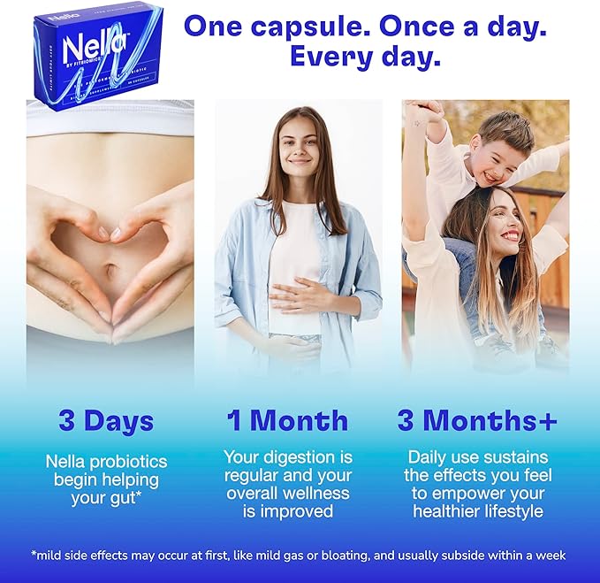 Nella Gut Health Supplements for Women (30 Capsules), 3 Strains,