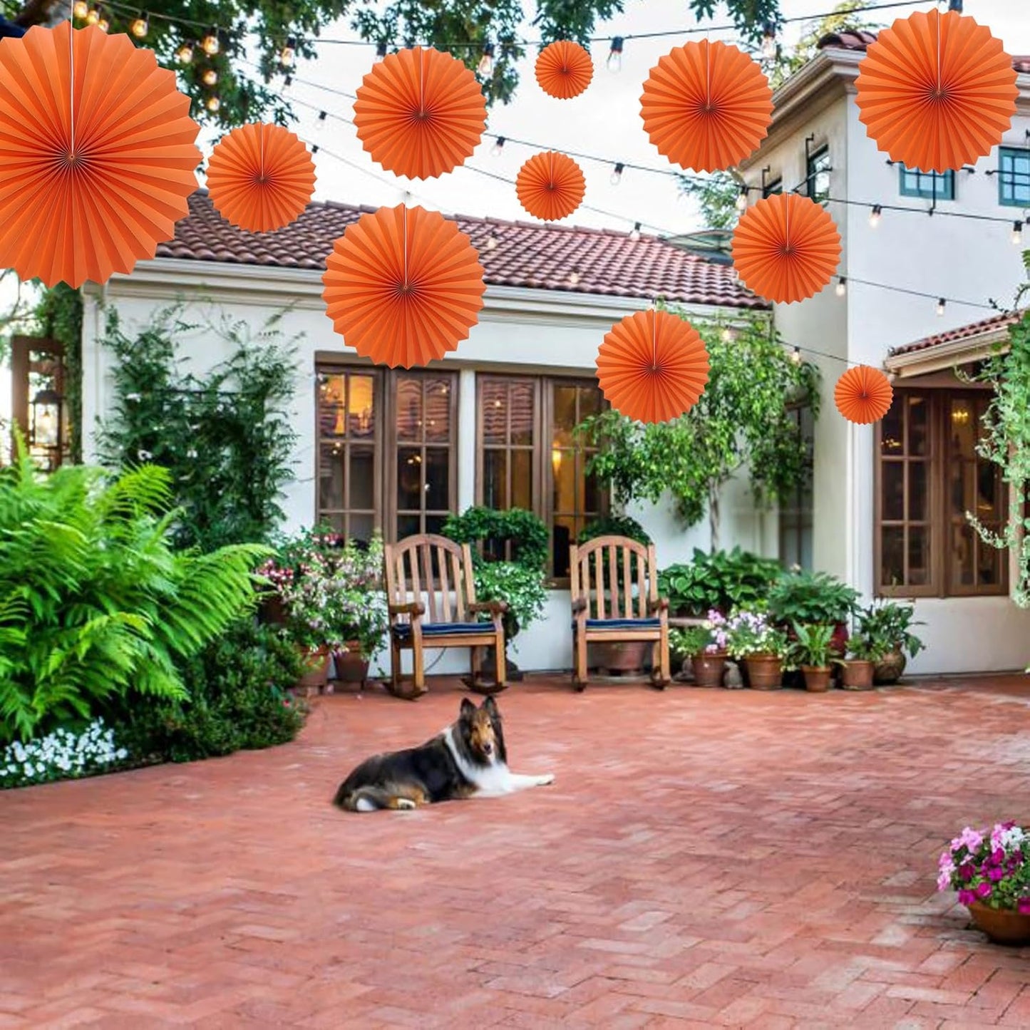 Orange Birthday Party Decorations,DIY Orange Paper Fans Hanging Decoration,16in Halloween Paper Fans,Halloween Decor,Fox Birthday Decorations Events Accessories 30 Color DIY Set (Orange)